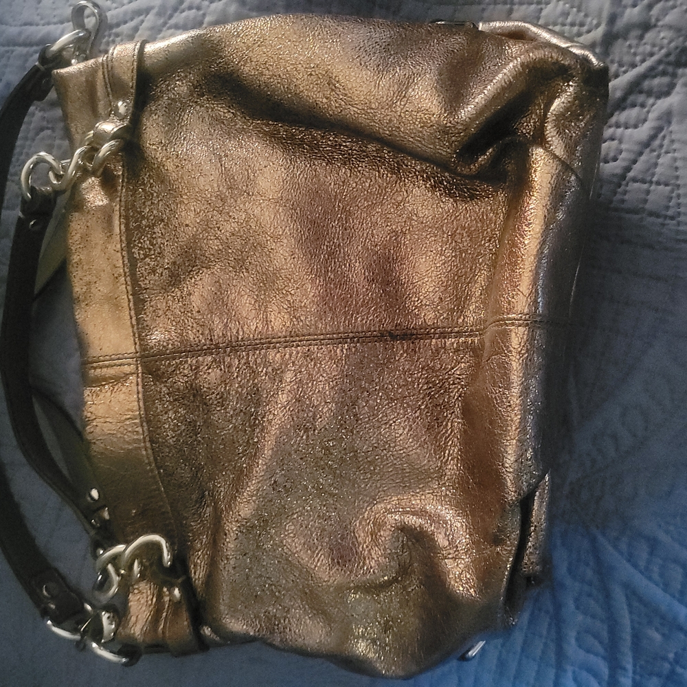 Silver Leather Shoulder Bag